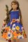 Платье синее с цветами, верх регулируемый корсет, р.116 - последний размер