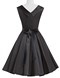 Платье в стиле 50-60-х в Атласное цвет: Черный S,M