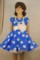 Платье в горошек для девочки пышное 3-6 лет., голубое, р. 98, 104, 116