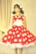 Платье стиляги в горошек из тафты, цв.красный с белым подъюбником. р. 122, 128, 134, 140, 146