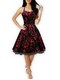Платье на лямках в стиле 50-60-х  цв. Черный "Розы", р. М, L.