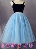 Супер пышная юбка из фатина. Цвет: Светло-голубой. Длина 65 см.
