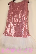 Платье с пайетками и пышной белой юбкой, цв.розовый, р. 128-158