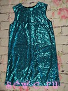 Платье в стиле чикаго с пайетками голубое, р. 128-158
