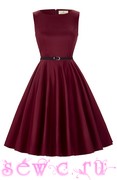 Платье ретро, цв.бордовый, р.S,M,XL,XXL.