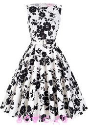 Платье стиляги, Черно-белые цветы, р.S