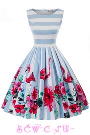 Платье стиляги в полоску, Фламинго, р.M, L, XL, 2XL