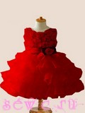 Платье с трехъярусной юбкой "Шик", цв.Красный, рост 128 см.