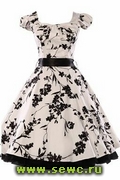 Платье в стиле 50-60-х Стиляги "Черные цветы" р.L.