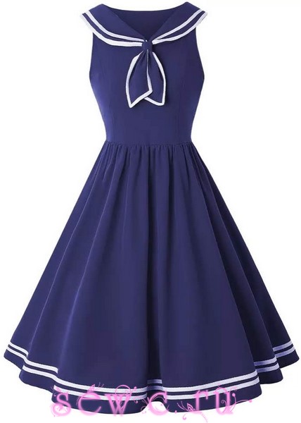 Платье в морском стиле, вискоза, цв.синий, р.S,M,L,XL,XXL. :: Интернет-магазин женской одежды www.sewc.ru