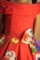Платье красное с цветами, верх регулируемый корсет, р.116 - последний размер
