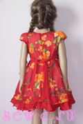 Платье детское ретро "Цветочный принт", цв. Красный, р.98-110