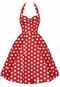 Платье в стиле 50-60-х красное в белый горошек, S