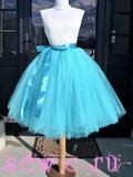 Супер пышная юбка из фатина. Цвет: Голубой. Длина 65 см.