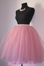 Супер пышная юбка из фатина. Цвет: Розовая пудра. Длина 65 см.
