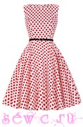 Платье стиляги BP "Классика" белое в красный горох, р.XS,S,M,L,XL