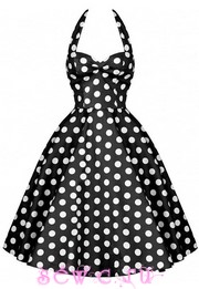 Платье в стиле 50-60-х черное в белый горошек, S,M,L