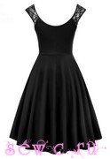 Вечернее платье с юбкой клеш, цв.черный, р.S,M,L,XL,XXL.