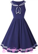 Платье в морском стиле, вискоза, цв.синий, р.S,M,L,XL,XXL.