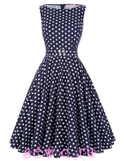 Платье стиляги BP "Классика" темно-синее в белый горох, р.XS,S,M,L,XL