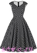 Платье в стиле ретро в горошек, цв.черный, р.L, XL, XXL