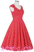 Платье в горошек, рукав бабочка, цв.красный, р. L,XL