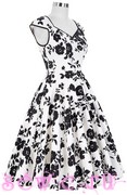 Платье, рукав бабочка, цв.белый с черным русунком, р. L(48)