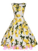 Платье классика ретро "Лимон", цв.белый, р.M, L