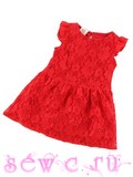 Платье детское "Гипюр", цв. Красный, 4-6 лет.