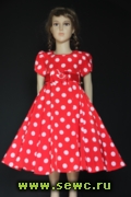 Платье в горошек для девочки с подъюбником "Ретро", красное, р.104 последнее платье