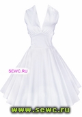 Платье в стиле Мерлин Монро, хлопок, цв.Белый, р.S,M,L,XL,XXL.