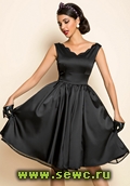 Платье в стиле 60-х "Черный шелк" с подъюбником.