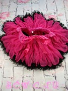 Пышная юбка американка Pettiskirt фукия с черными рюшами, 6-8 лет.