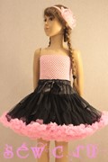 Пышная юбка американка Pettiskirt розово-черная, 4-6 лет.