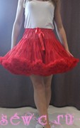 Пышная юбка американка Pettiskirt Премиум красная  8-14 лет.